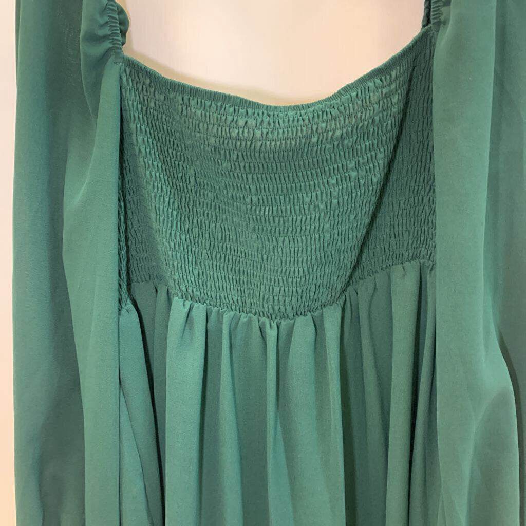 Dress: Smocked Long Sleeve Mid Length