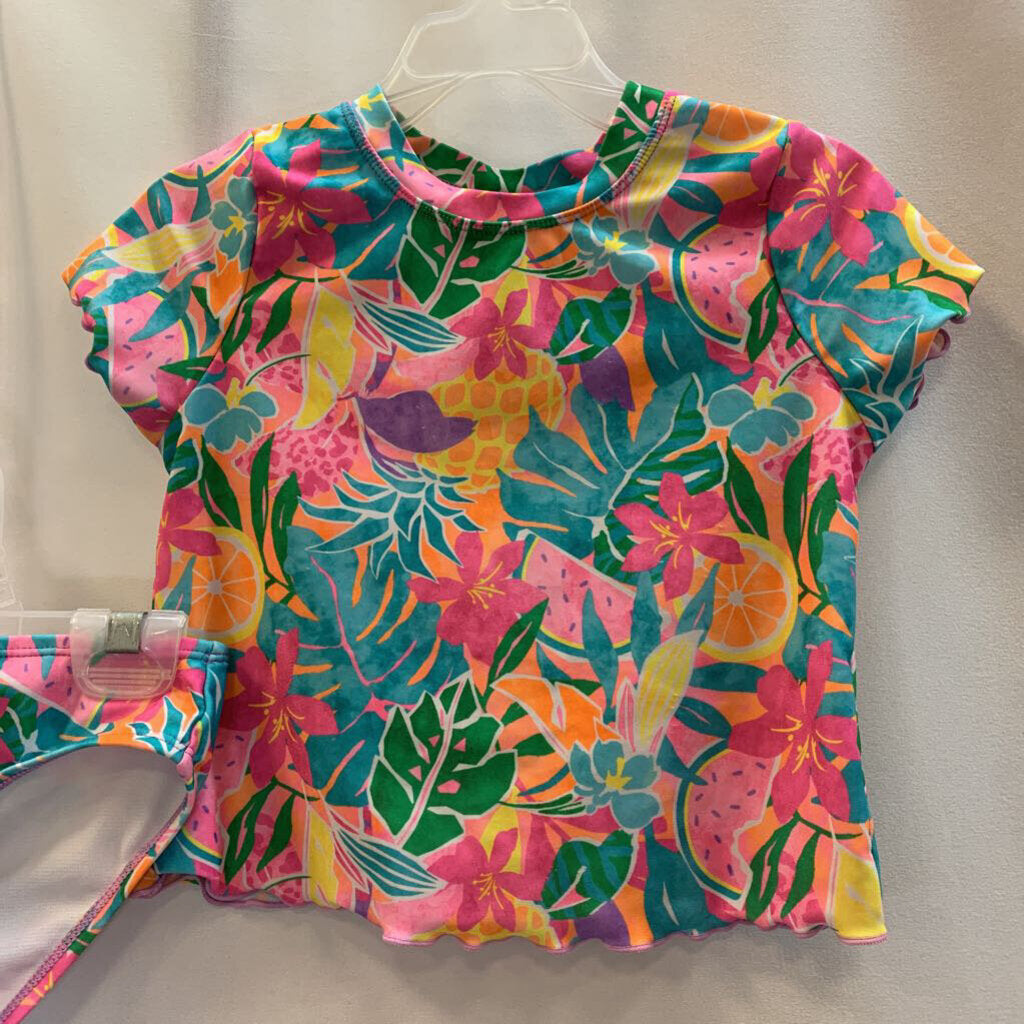 Swim Set: 2 Pc Floral Short Sleeve