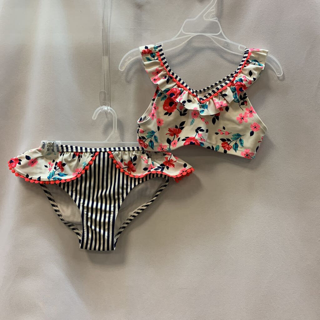 Swim Suit: Floral and Stripes Two Piece