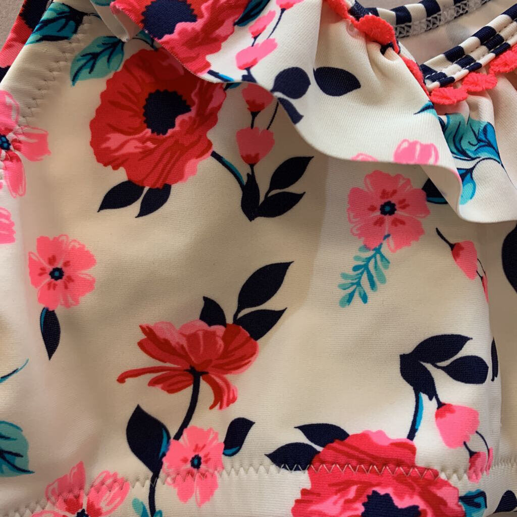 Swim Suit: Floral and Stripes Two Piece