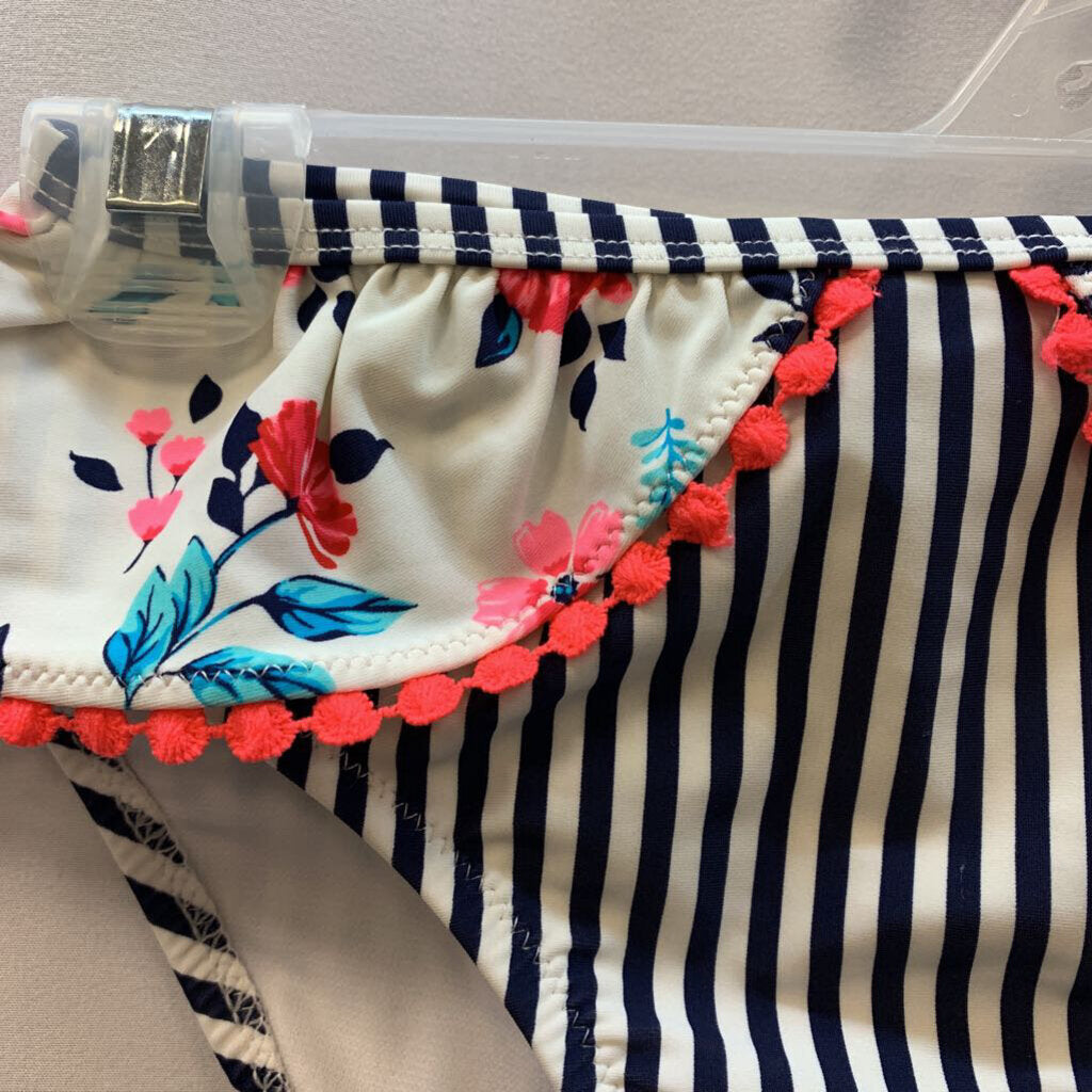 Swim Suit: Floral and Stripes Two Piece