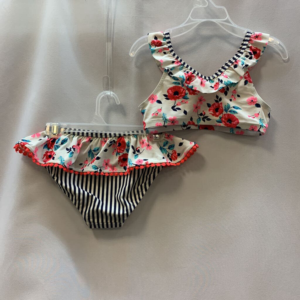 Swim Suit: Floral and Stripes Two Piece