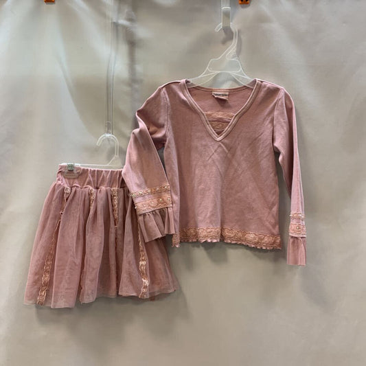 2 Pc Set: Pink Long Sleeve Tulle Skirt