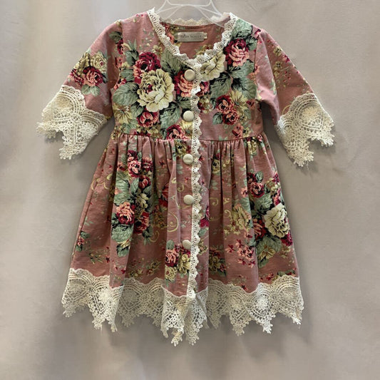 Dress: Long Sleeve Floral and Lace with Buttons