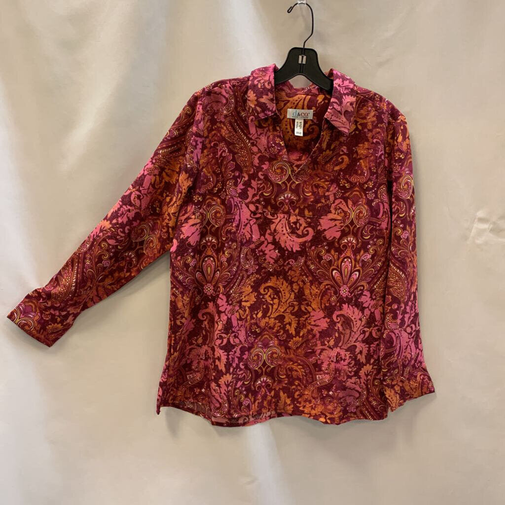 Shirt: Long Sleeve Batik Paisley V Neck