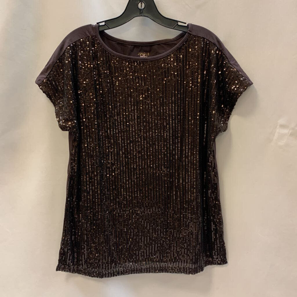 Shirt: Short Sleeve Sequin Scoop Neck