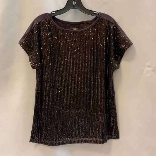 Shirt: Short Sleeve Sequin Scoop Neck