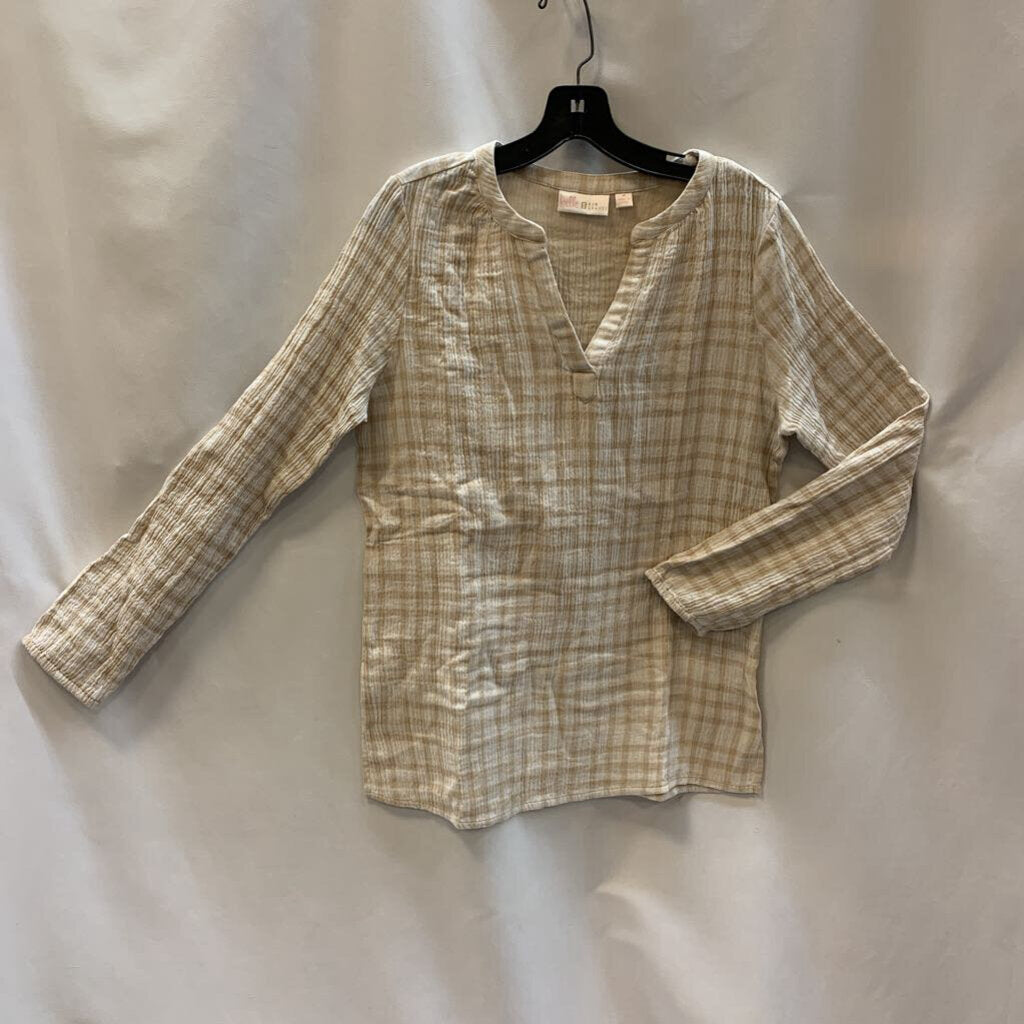Shirt: Long Sleeve Plaid Cotton Popover