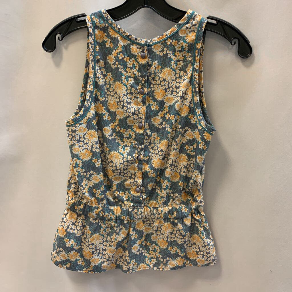 Shirt: Tank Top Floral Peplum Buttons