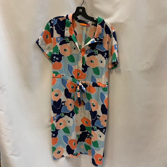 Dress: Short Sleeve Button Floral