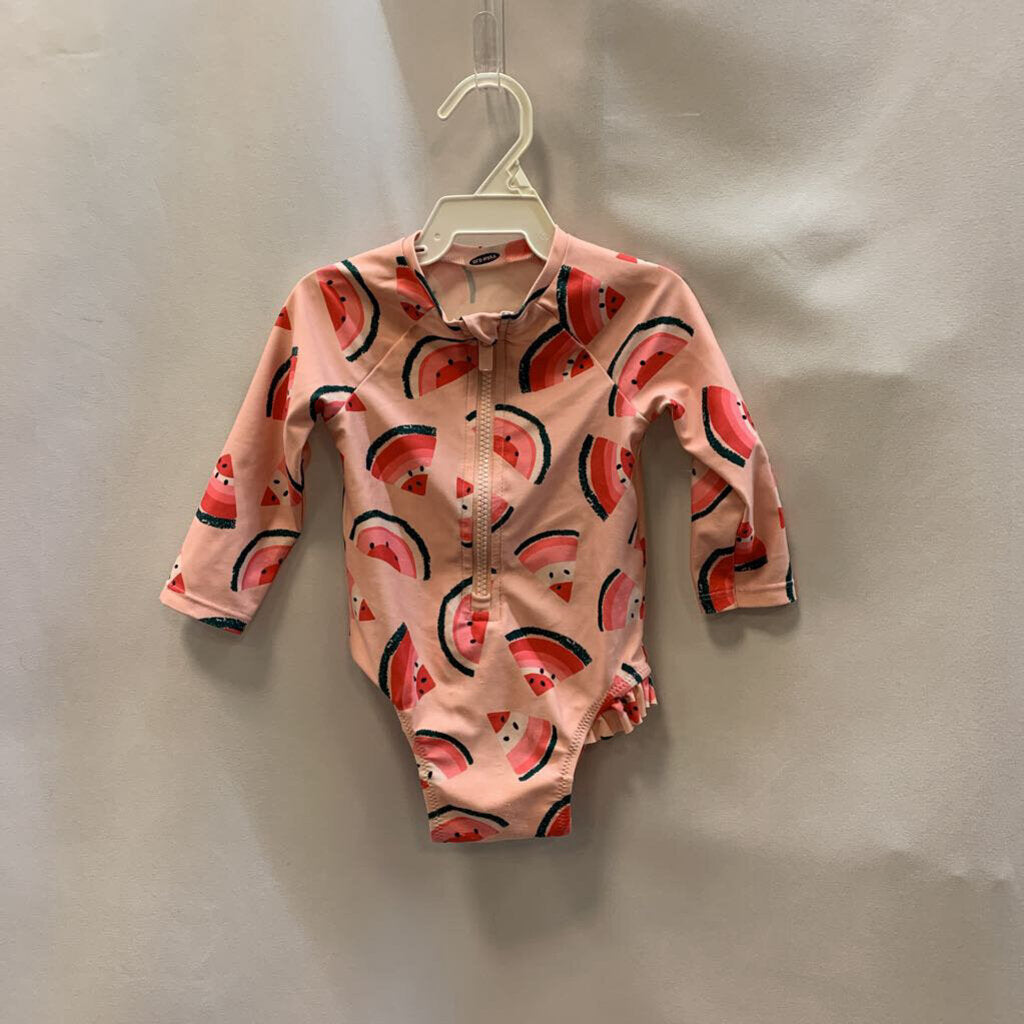 Swim Suit: Long Sleeve Watermelon Zip