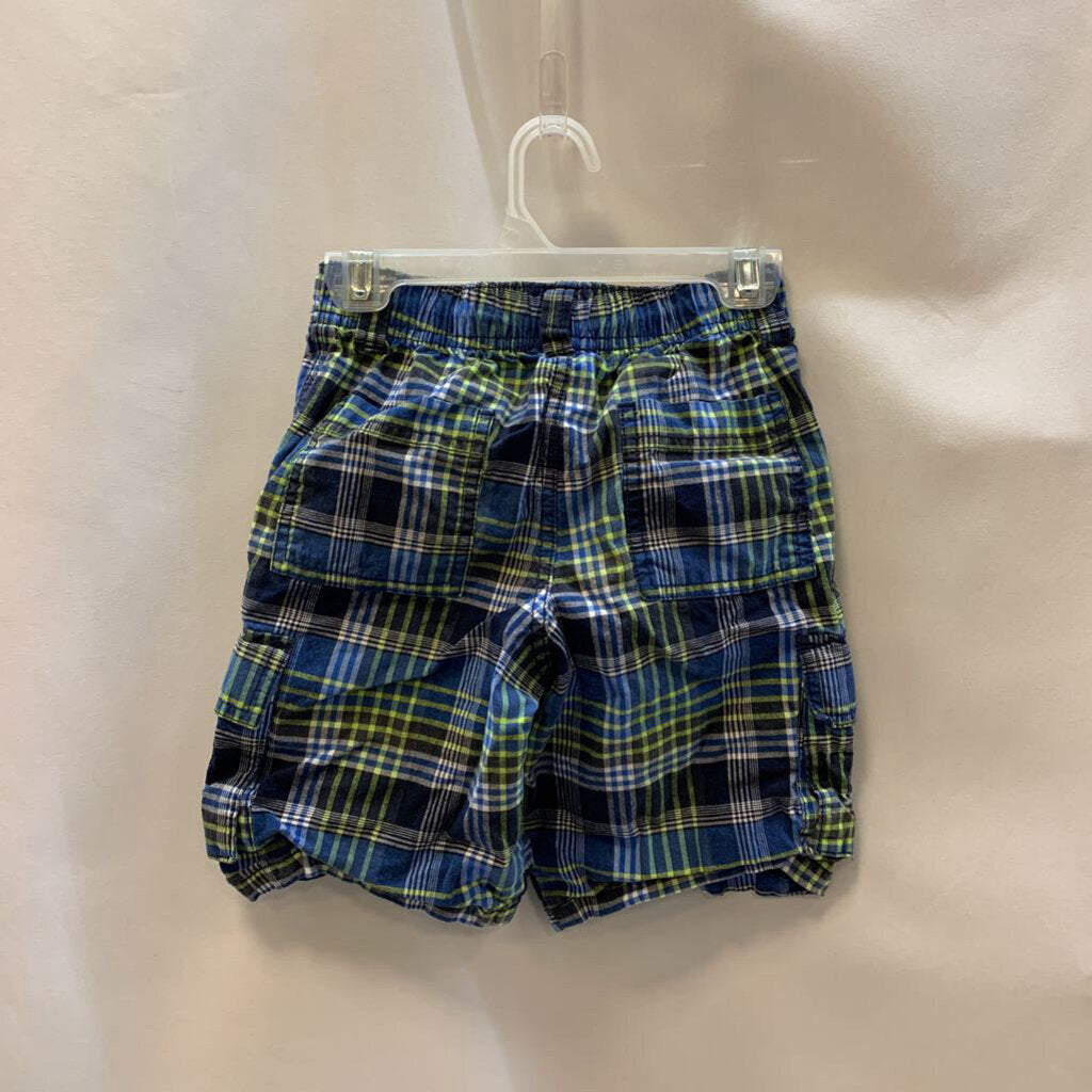 Shorts: Plaid Cargo with Stretchy Waist