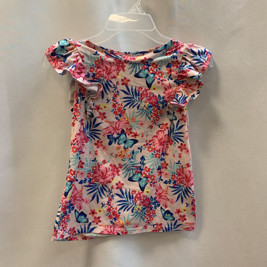 Shirt: Ruffle sleeve, Floral and Butterflies