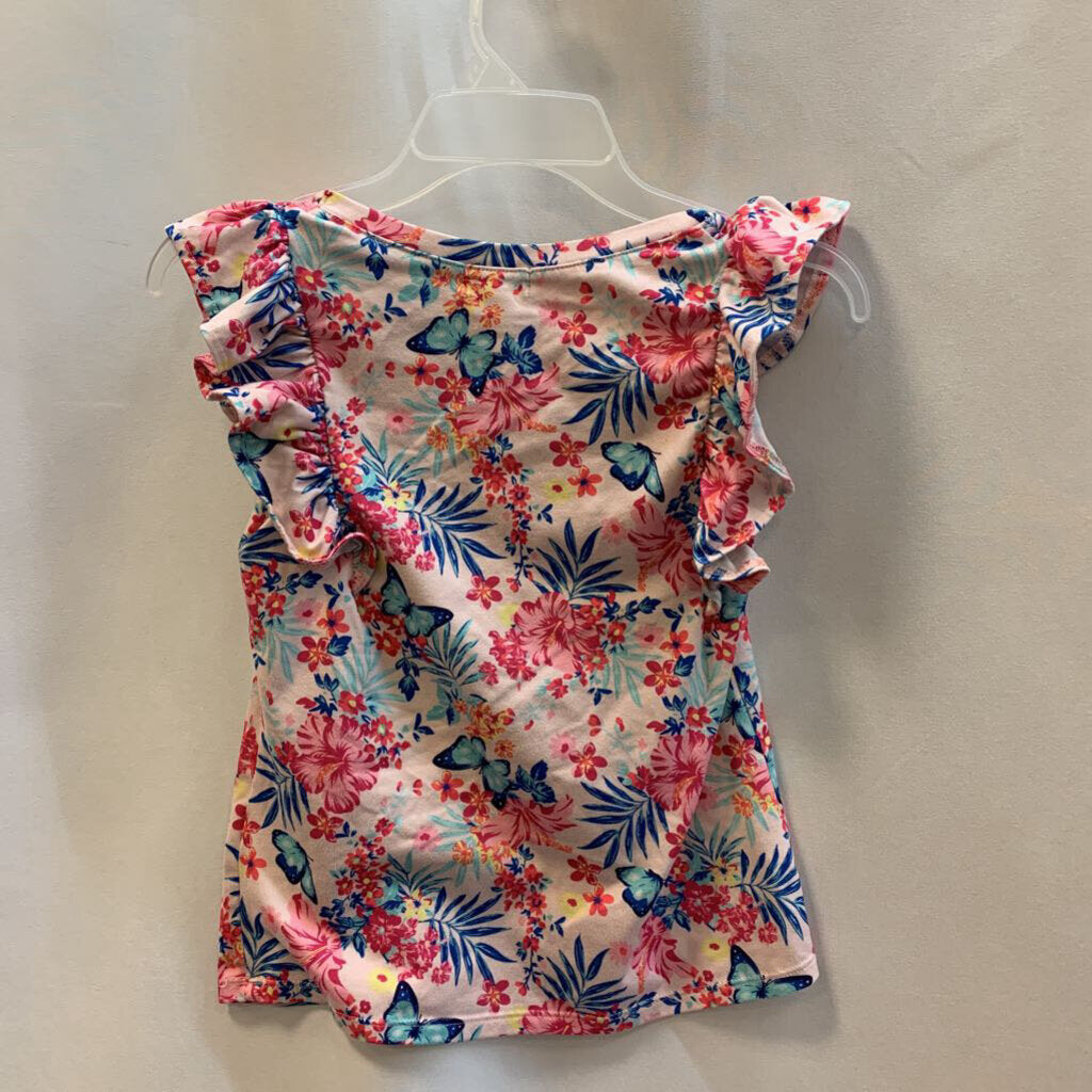 Shirt: Ruffle sleeve, Floral and Butterflies