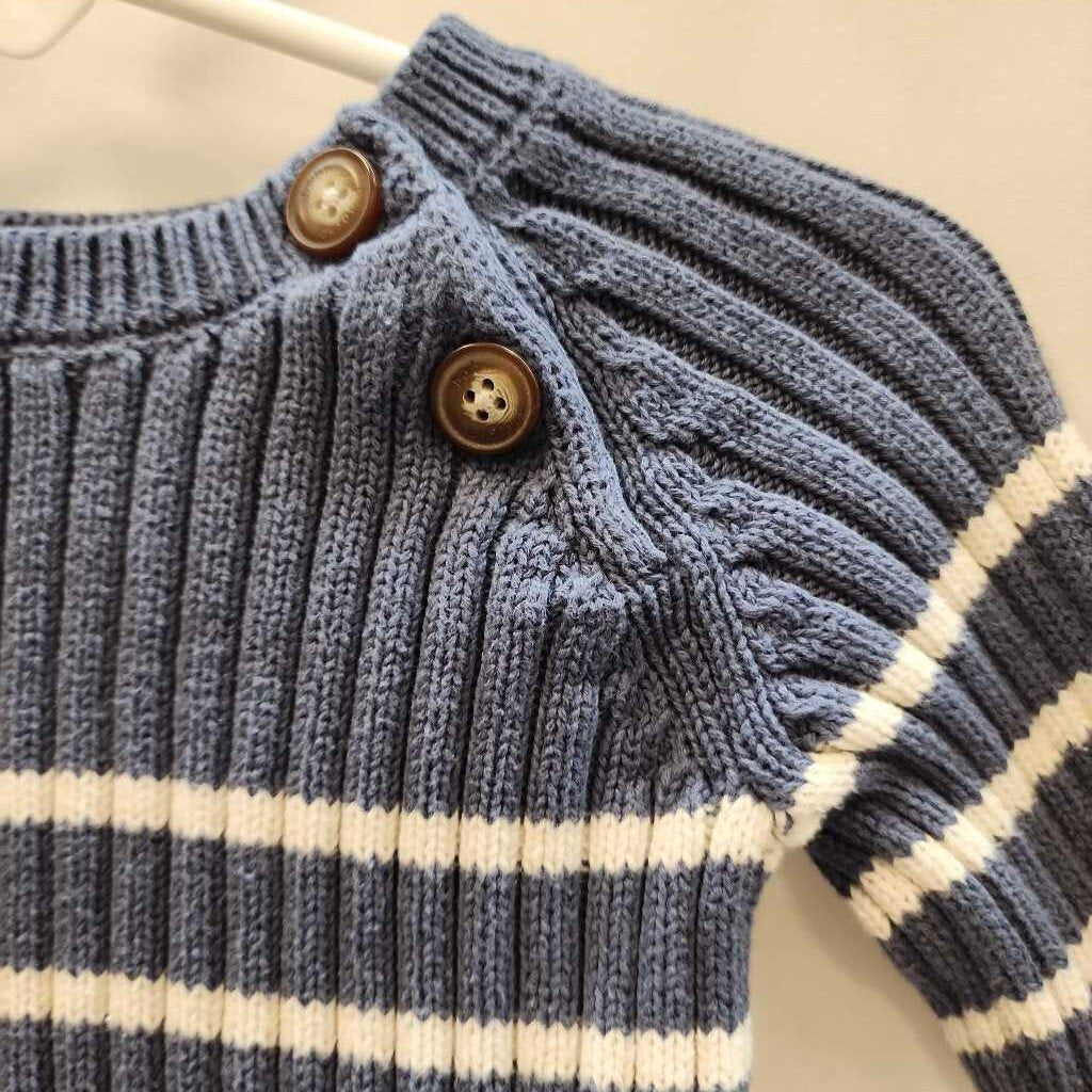 2 Pc Knit Set Striped with Shoulder Button