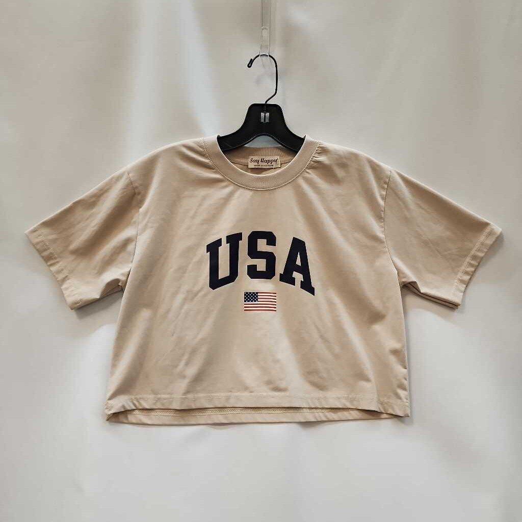 Shirt: USA Crop Flag Short Sleeve