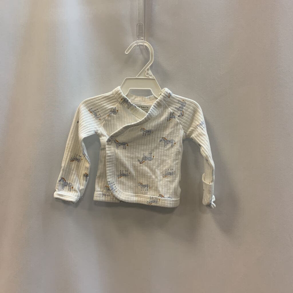 Shirt: Zebra Fold-Over Mit Cuff Wrap