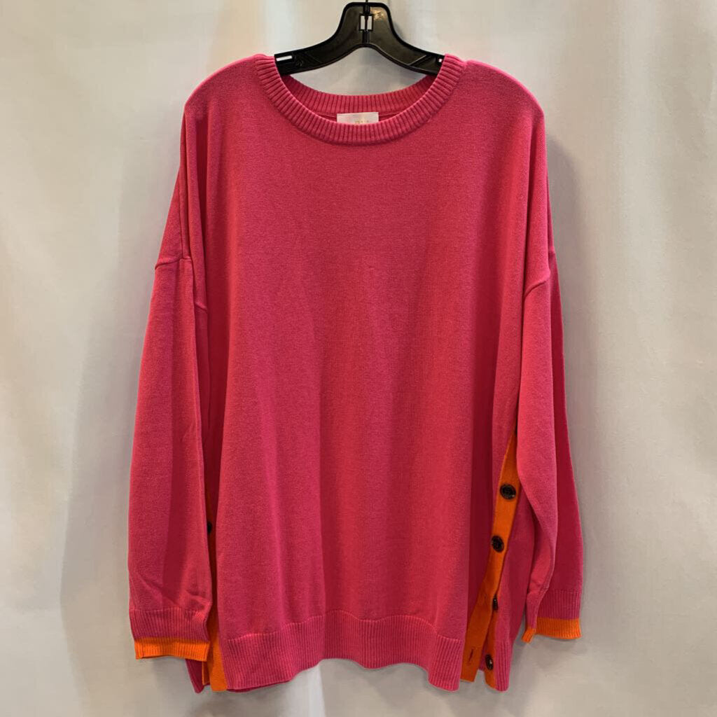 Shirt: Sweater Side Button Crew Neck