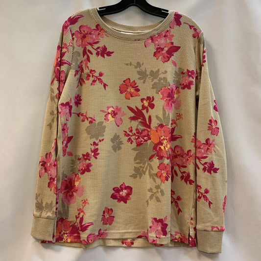 Shirt: Floral Waffle Knit Long Sleeve