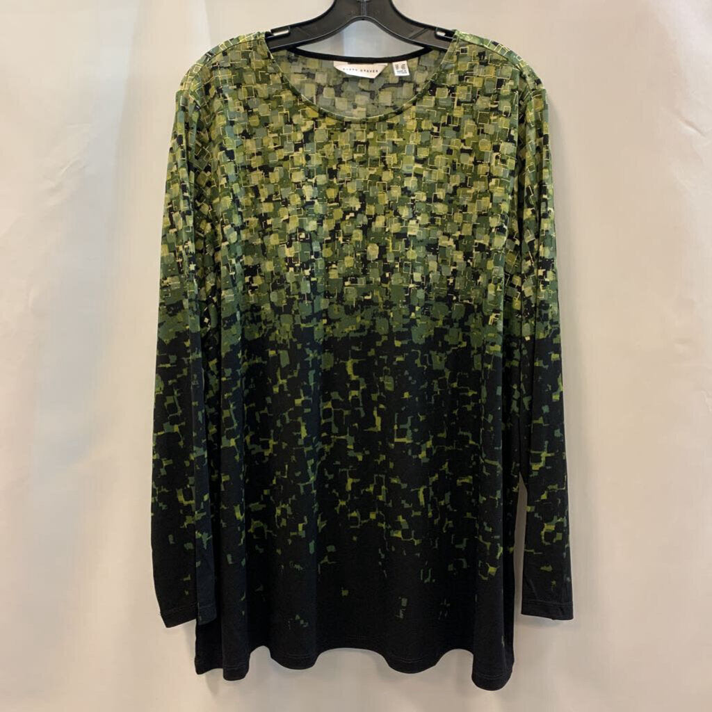 Shirt: Long Sleeve Foil Printed Liquid Knit Long