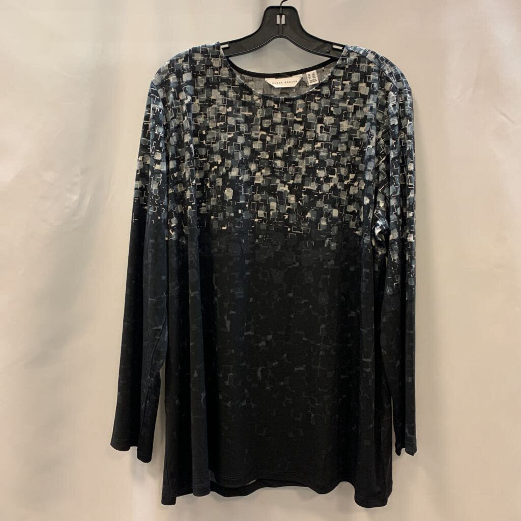 Shirt: Long Sleeve Silver Foil Printed