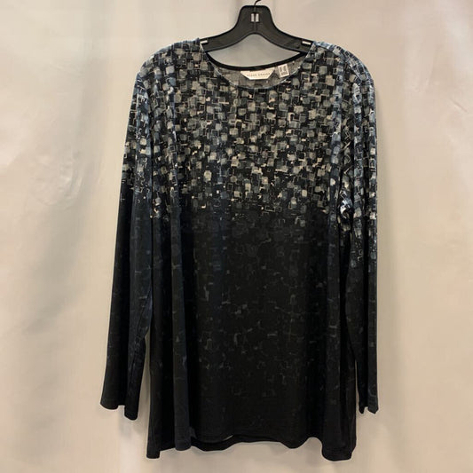 Shirt: Long Sleeve Silver Foil Printed