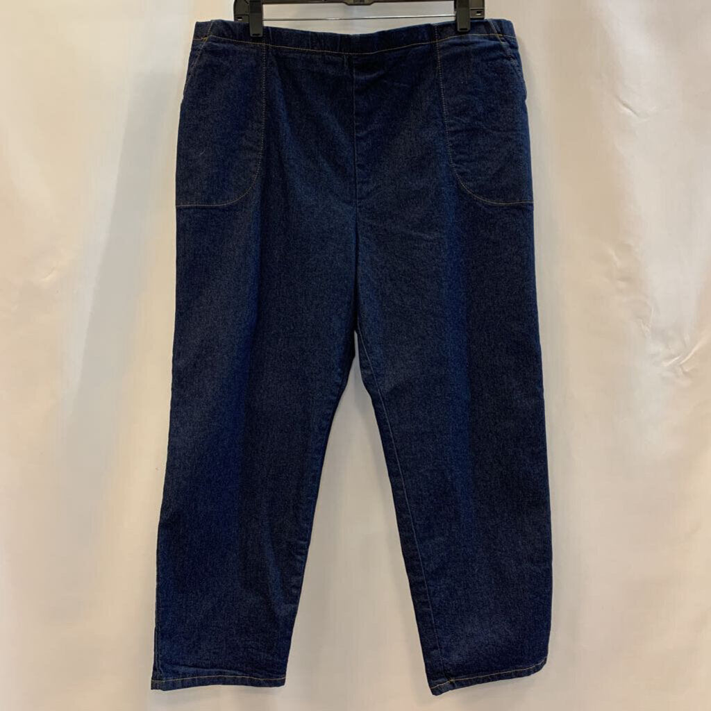 Pants: Dark Wash Flat Front Jeans