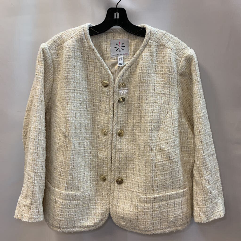 Jacket: Woven Tweed Gold Buttons