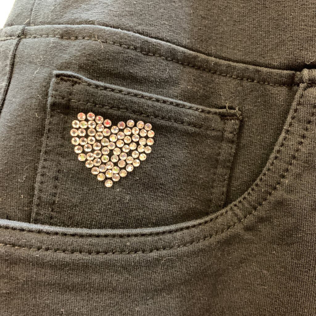 Pants: Straight Leg Rhinestone Heart