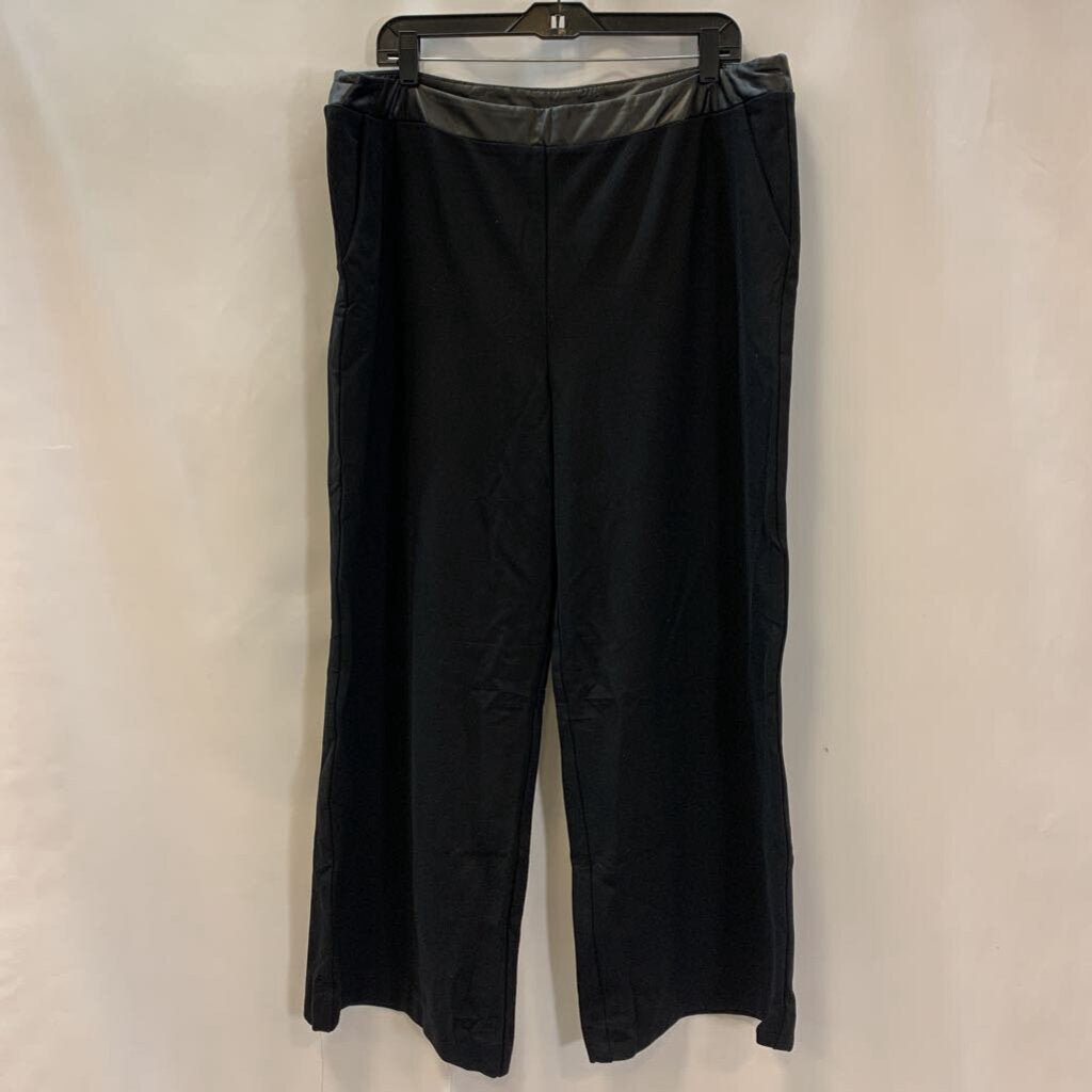 Pants: Petite Stretch Ponte Wide Pleather