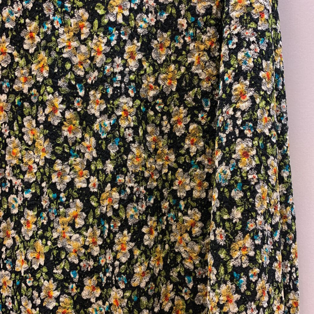 Dress: Floral Long Sleeve Knit Collar