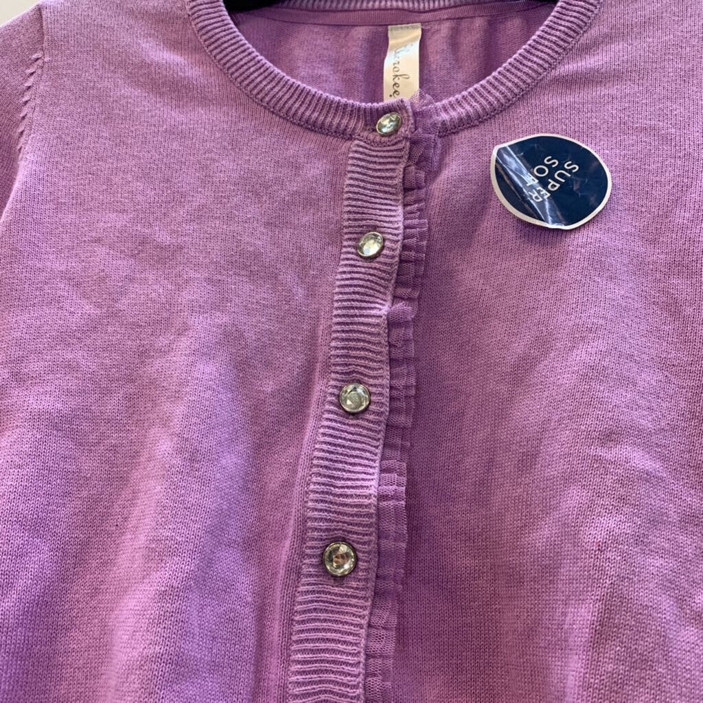 Cardigan: Ruffle Crystal Buttons