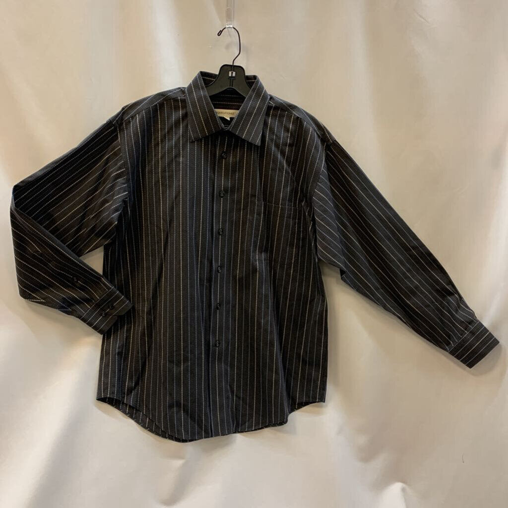 Long Sleeve Shirt: Button-Down Pin-Striped