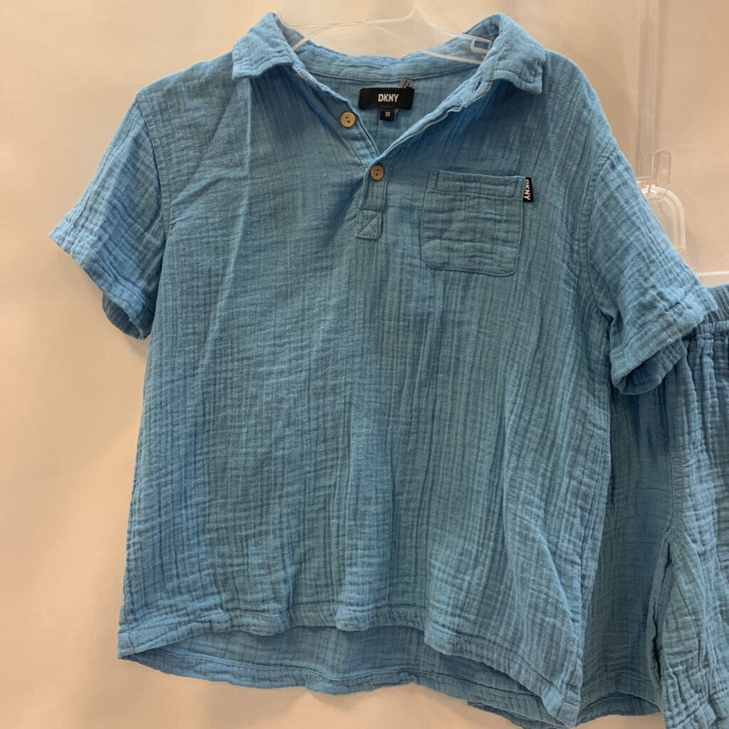 2 Pc Set: Muslin Button Up and Shorts