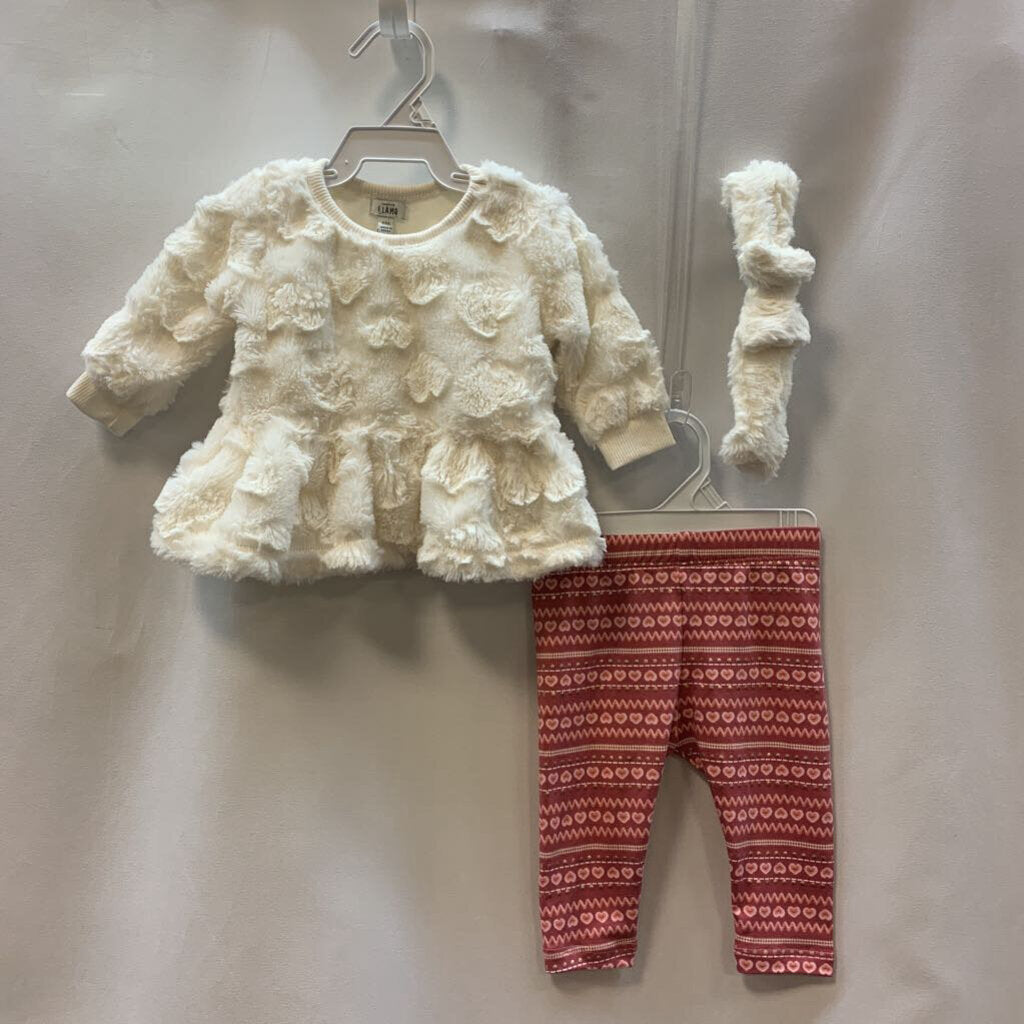 3pc Set Long Sleeve Top, Headband, Pants