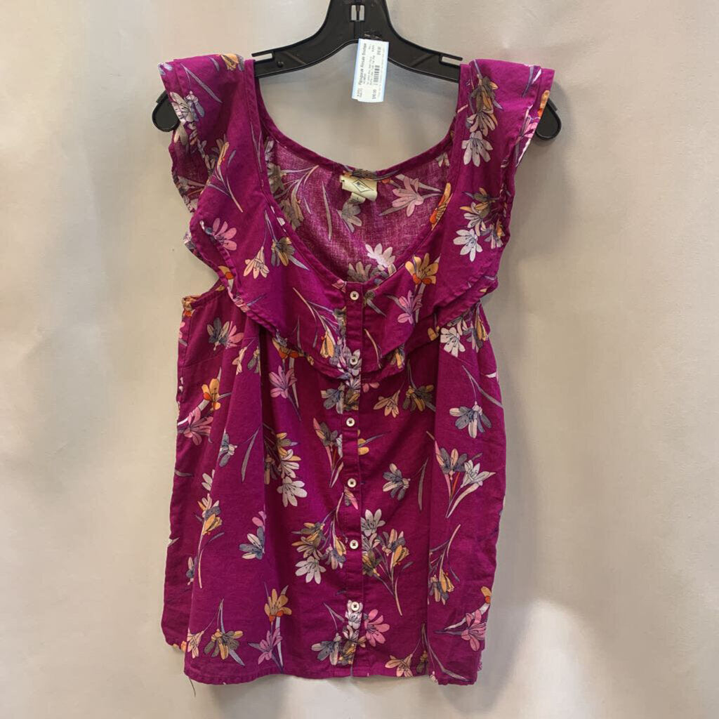 Shirt: Floral Ruffle Collar Tank Top