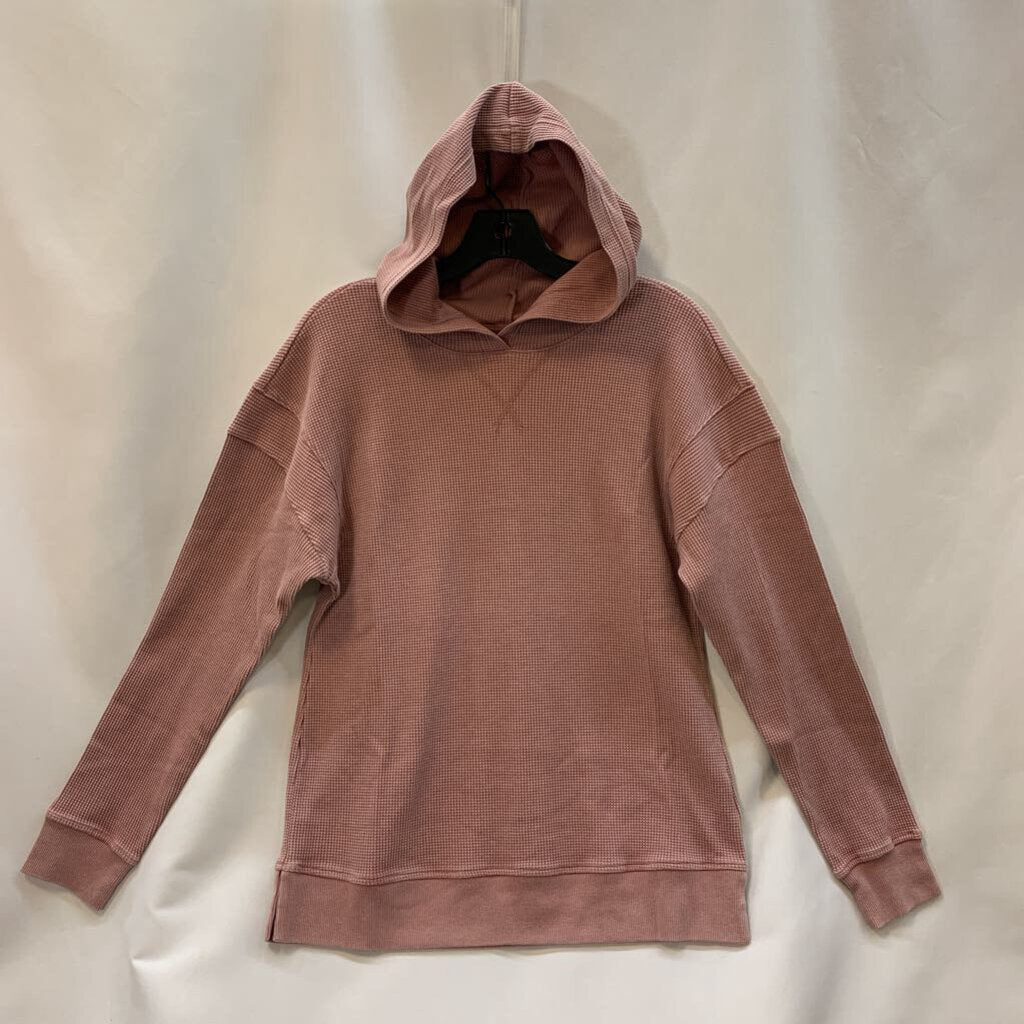 Shirt: Snow Waffle Knit Hooded Long Sleeve
