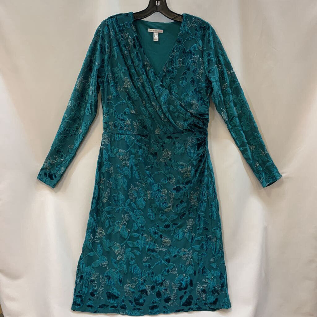 Dress: Burnout Velvet Leaf Wrap Long Sleeve