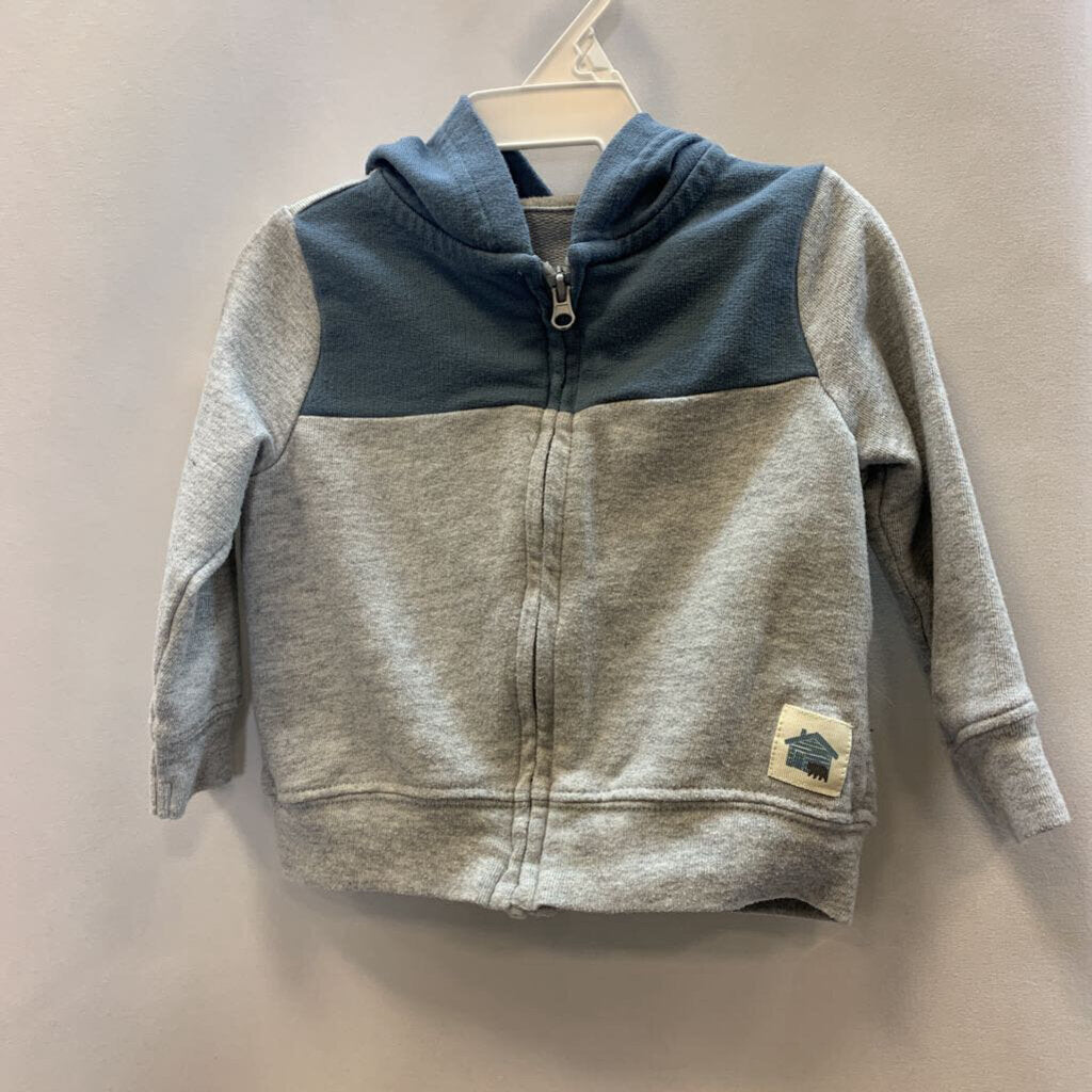 Hoodie: Dual Color Full Zip with Bear
