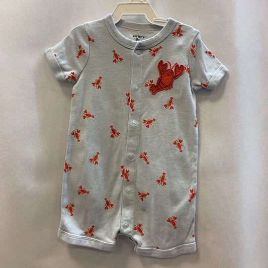 Romper: Lobster Short Sleeve with Snaps