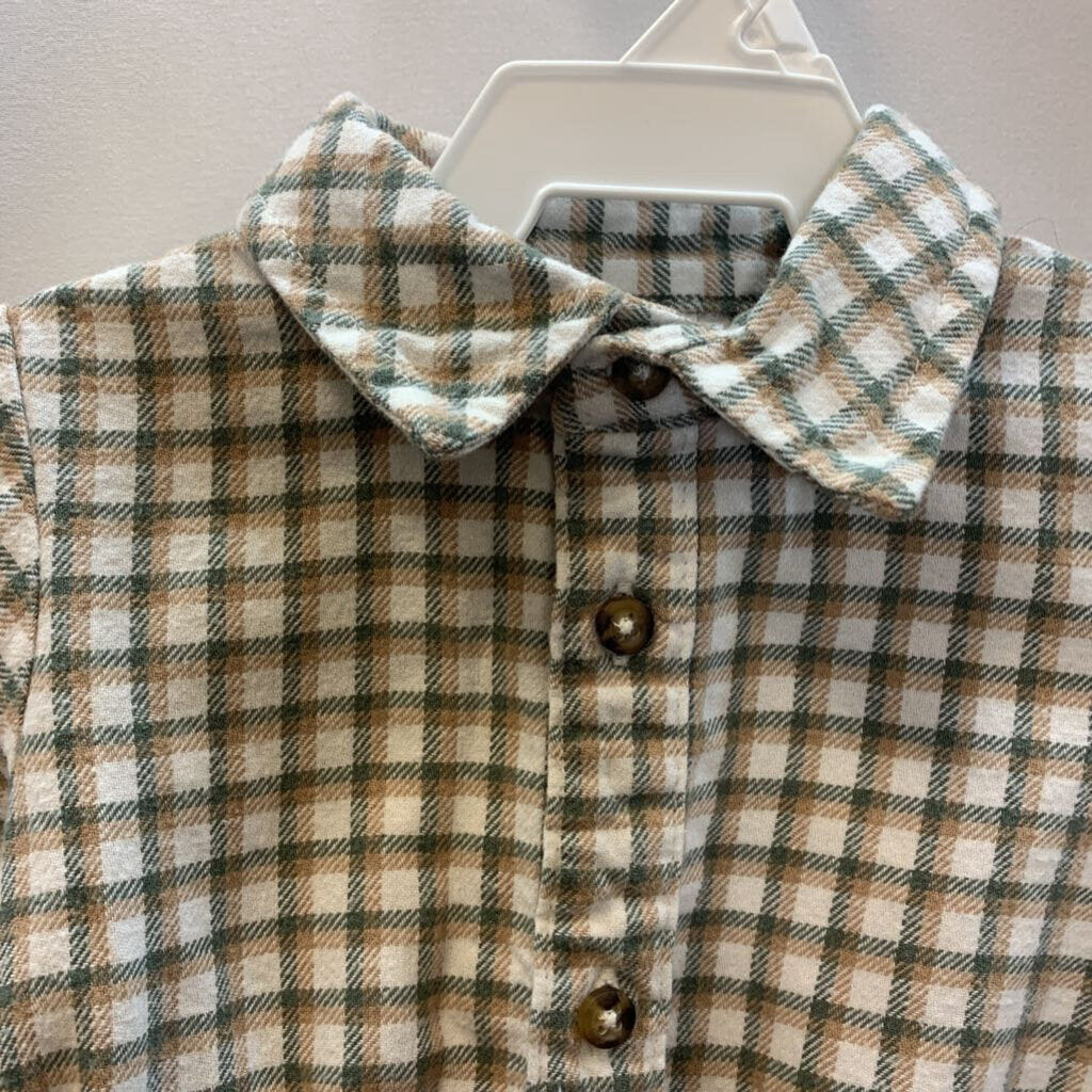 Onesie: Long Sleeve Collared Plaid