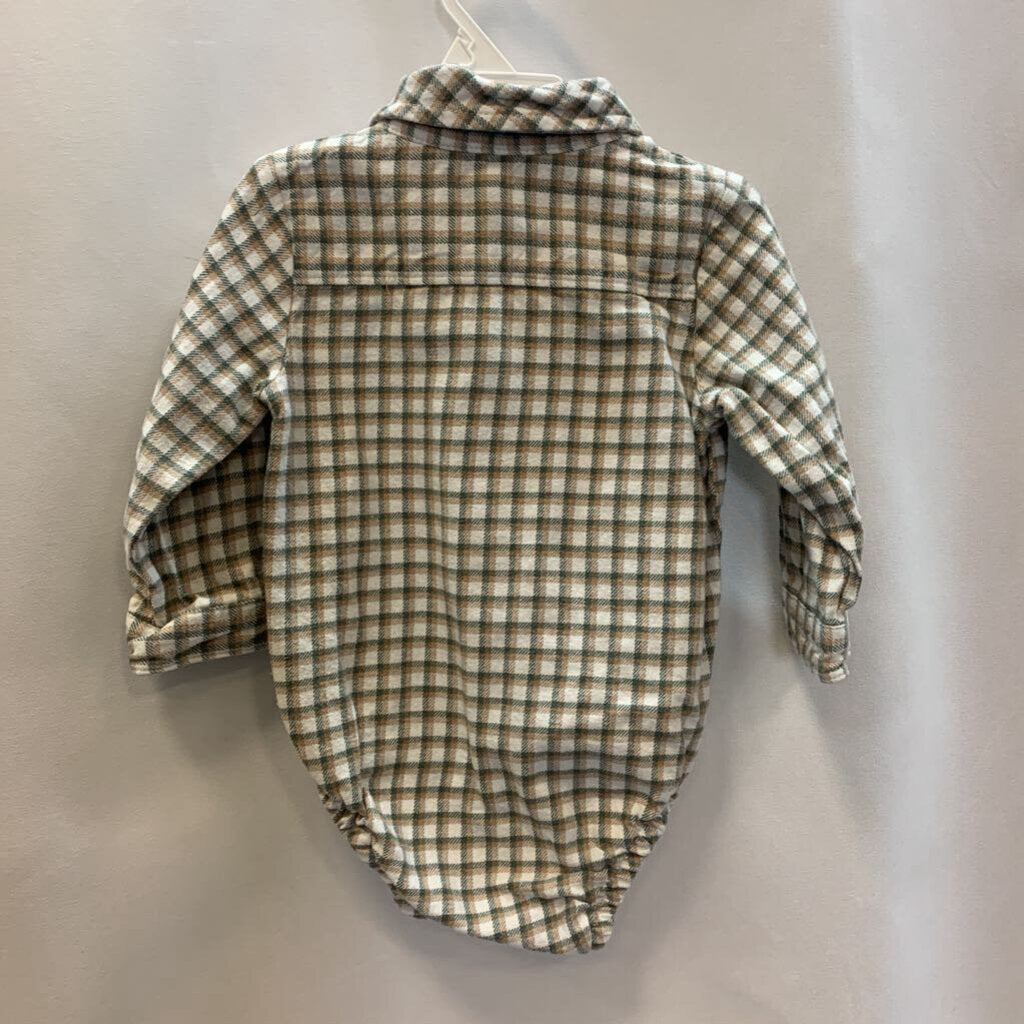 Onesie: Long Sleeve Collared Plaid
