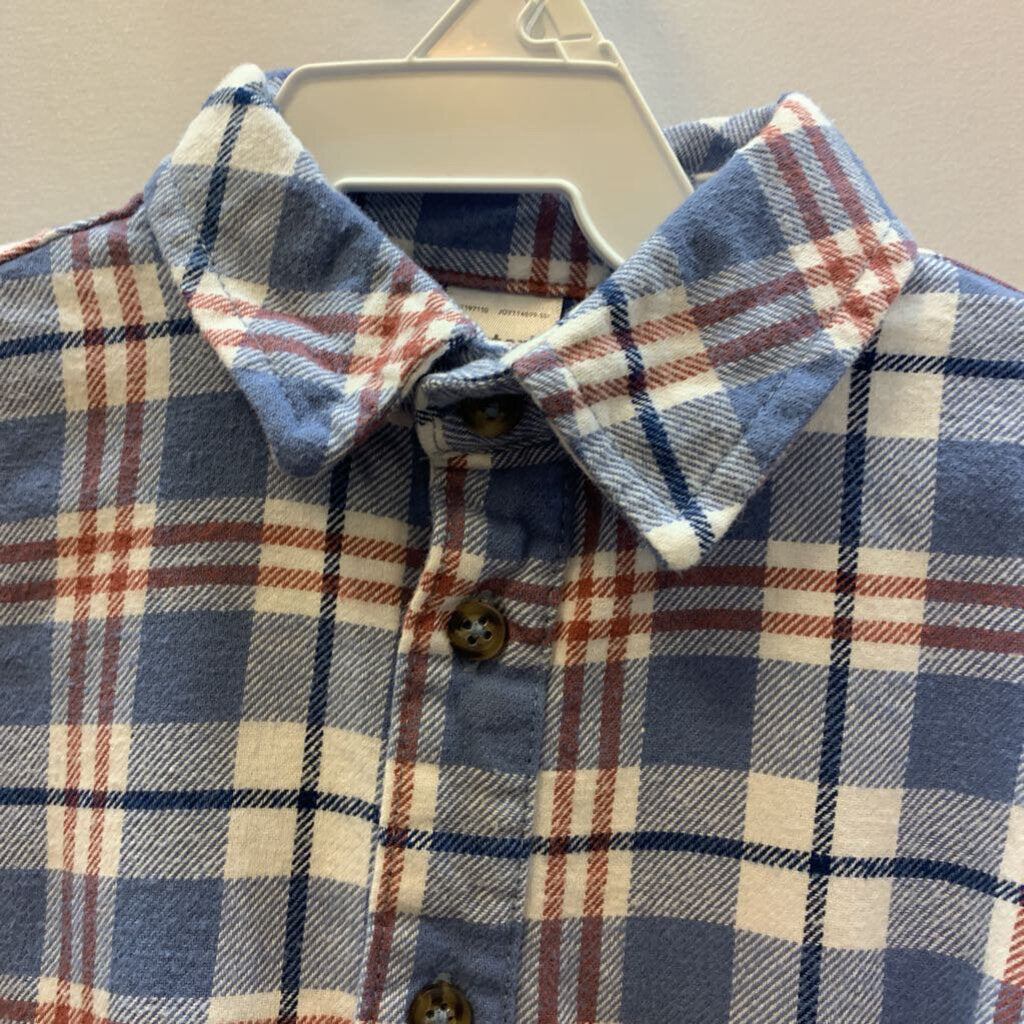 Onesie: Long Sleeve Collared Plaid