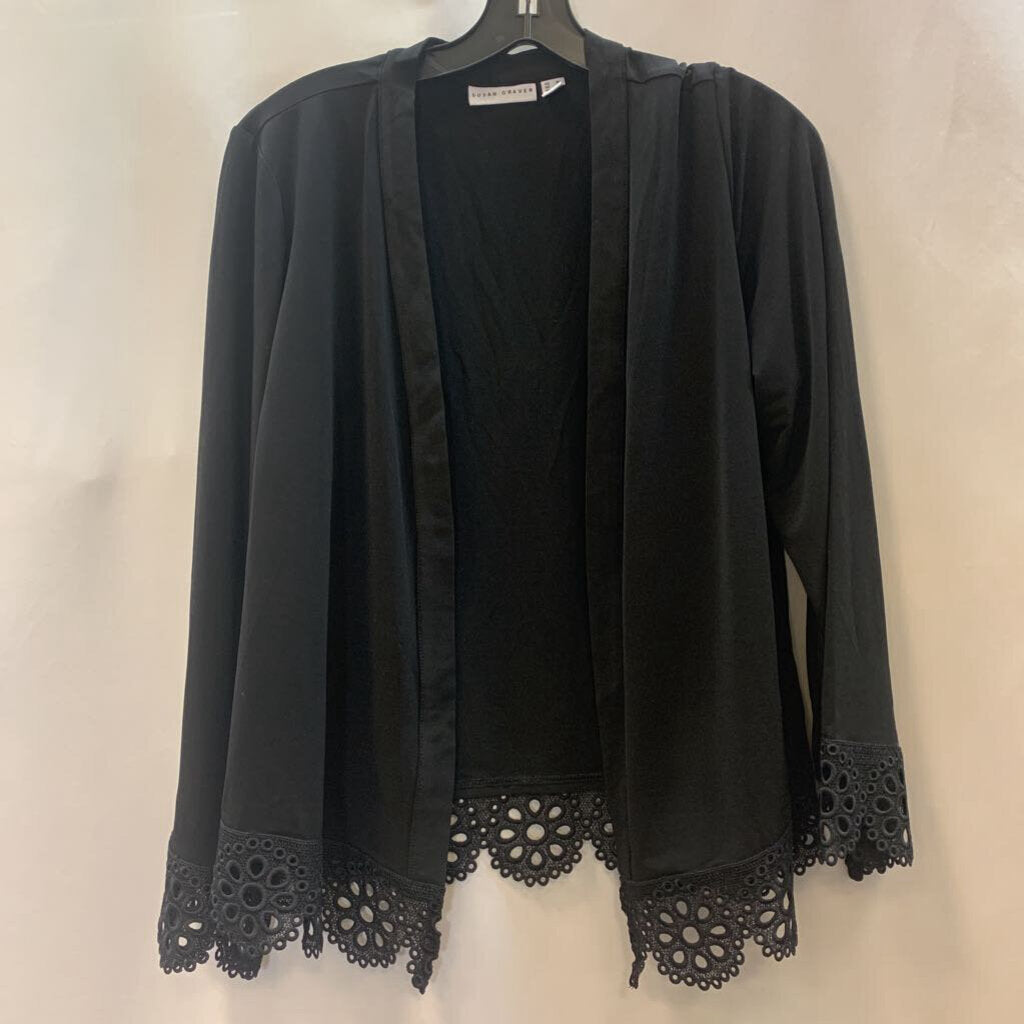 Shirt: Liquid Knit Shrug with Lace Accent