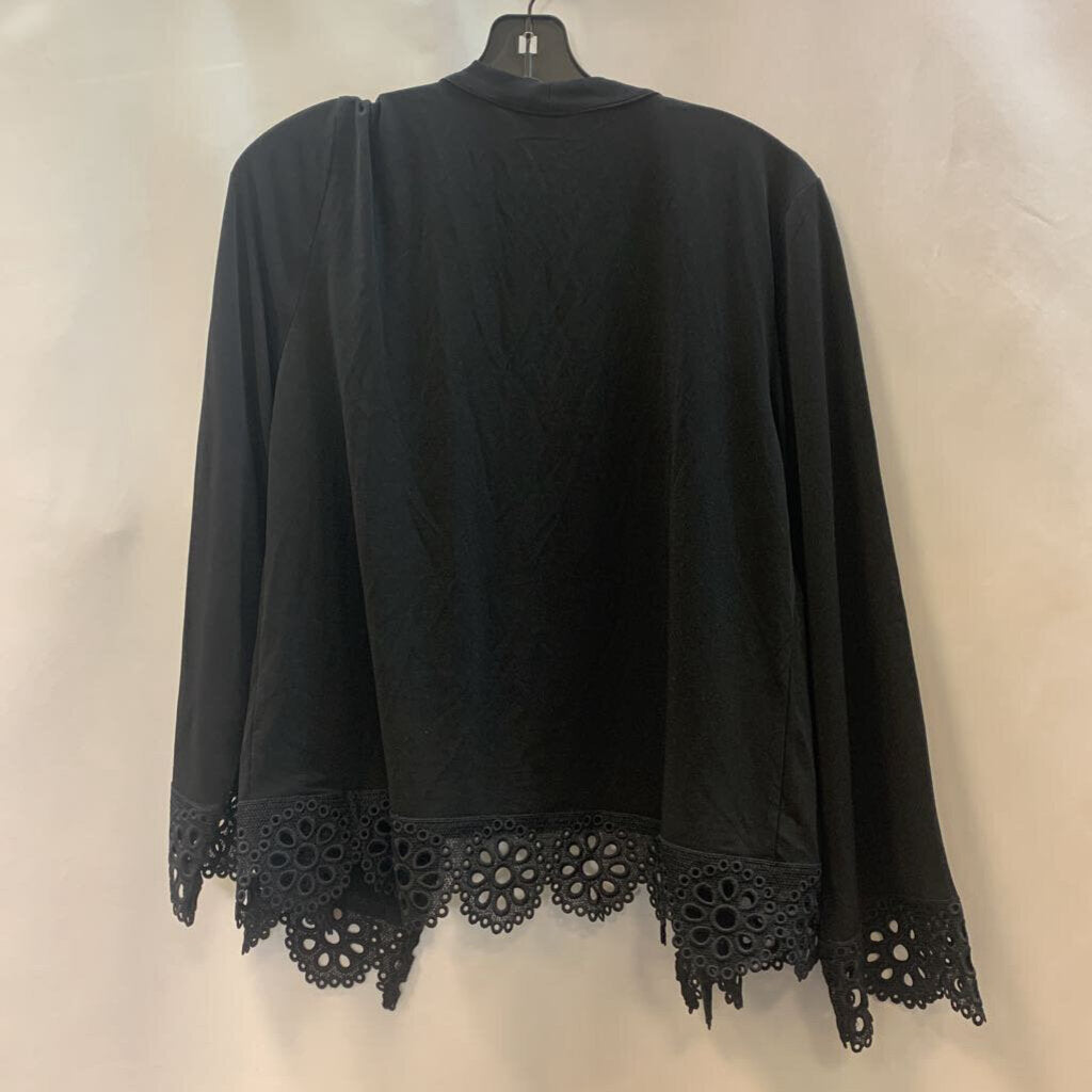Shirt: Liquid Knit Shrug with Lace Accent