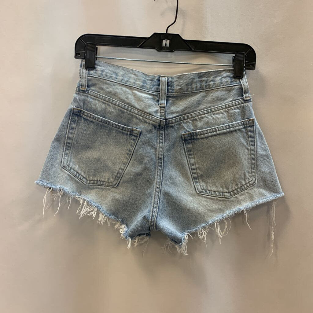 Shorts: Denim Distressed Button High