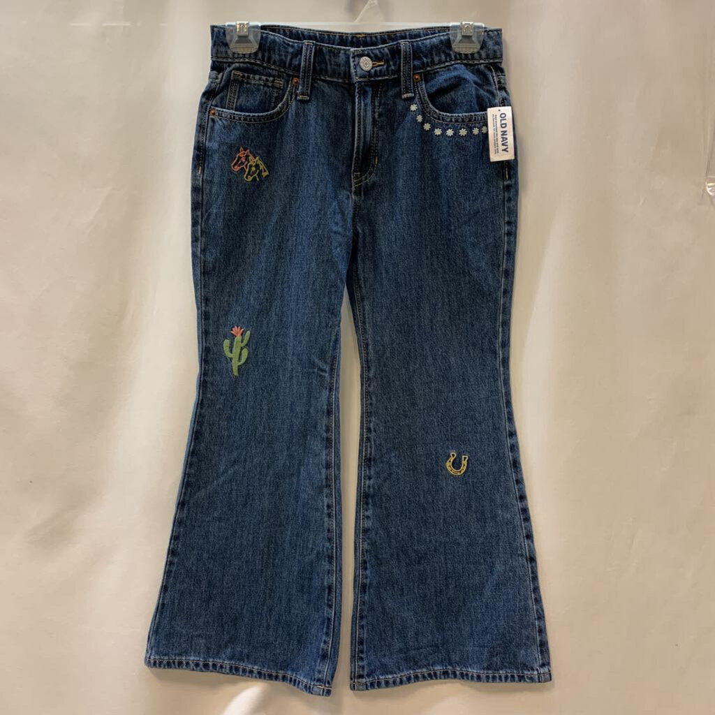 Pants: Flare Embroidered Jeans