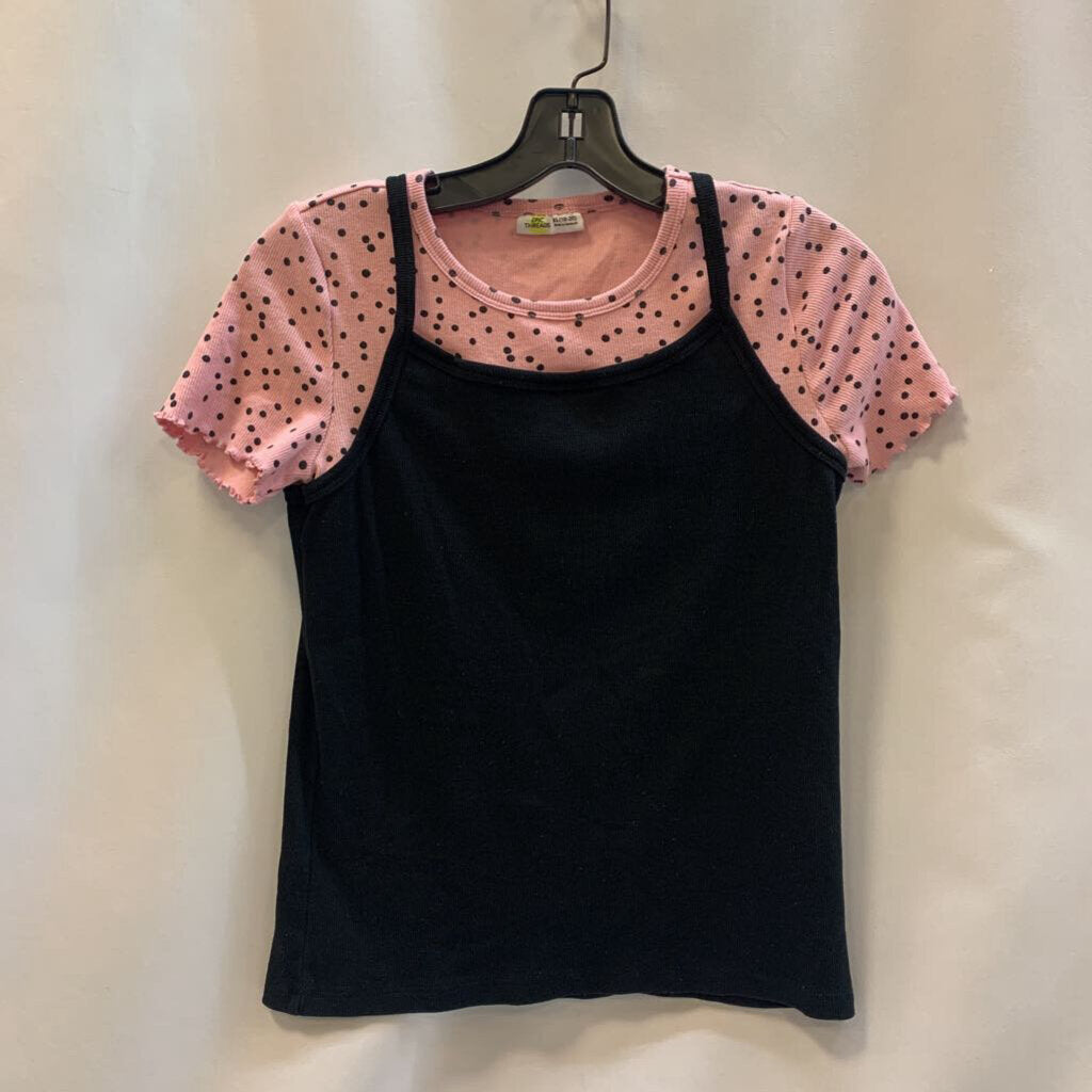 Shirt: Polka Dot with Tank Overlay