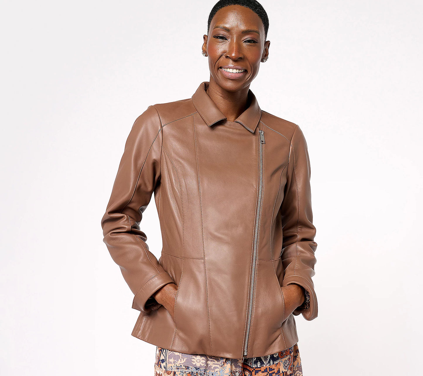 Lamb Leather Moto Jacket with Pockets