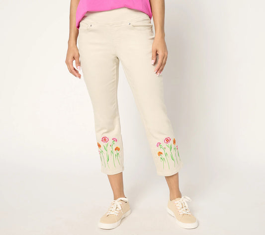 Regular TripleLuxe Twill Floral Crop Pants